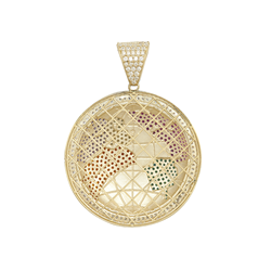 9ct Gold 25mm Cubic Zirconia Multi-coloured Globe Pendant (2090)