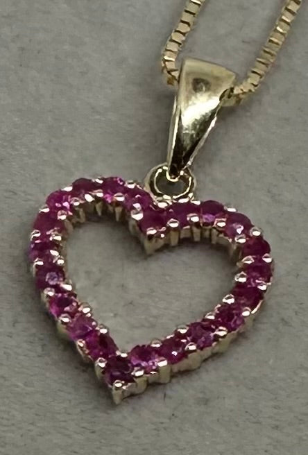 9ct Yellow Gold 20x 14mm Ruby Heart Pendant 0.62 Carats (244)