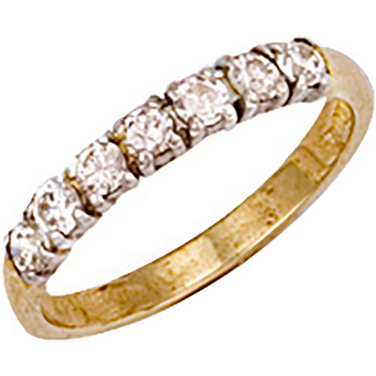 9ct Yellow Gold 7 Stone Sparkling Eternity Band Ring, Sizes J to T (0258)