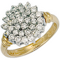 9ct Yellow Gold 14mm Sparkling Flower Cluster Ring, Sizes J to T (0283)