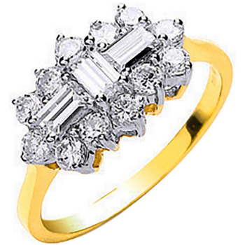 9ct Yellow Gold Clear Stone 16x10mm Cluster Ring, Ring sizes J to V (0621)
