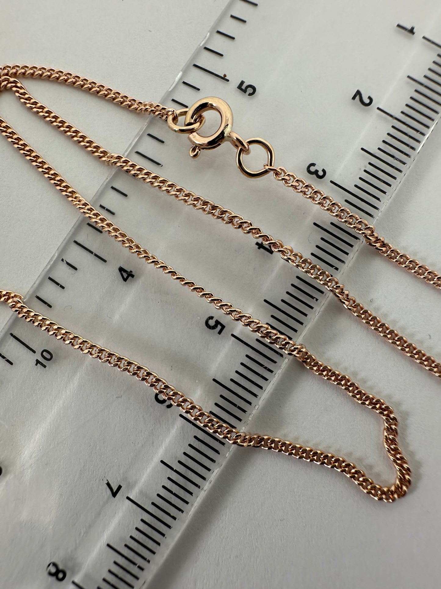 9ct Rose Gold 1.6mm Filed Edge Curb Link Chain (R18FC)
