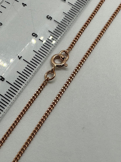 9ct Rose Gold 1.6mm Filed Edge Curb Link Chain (R18FC)
