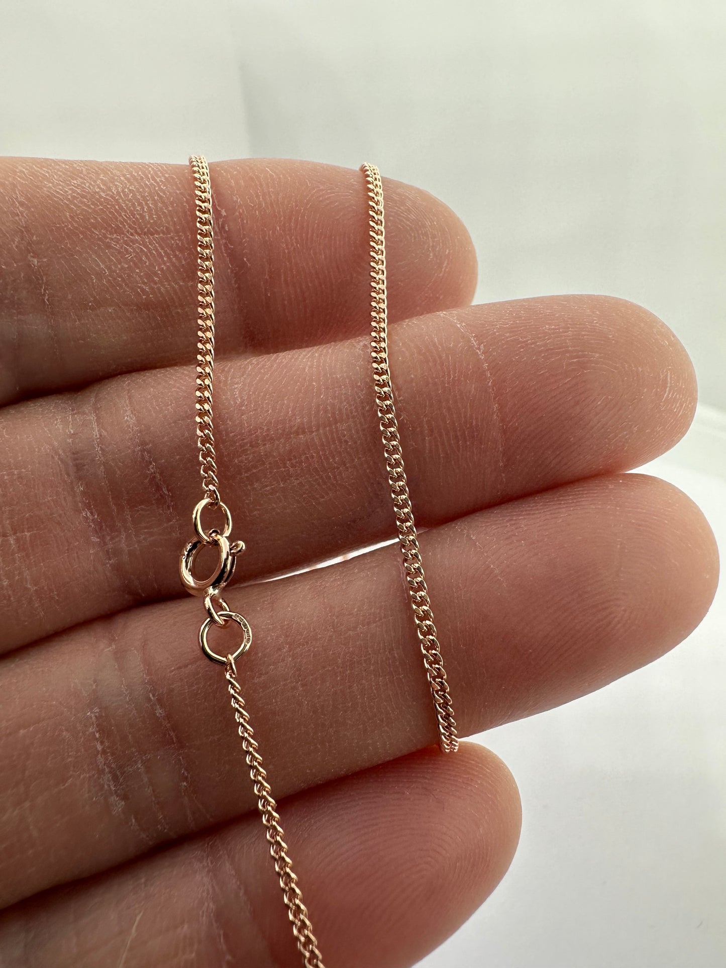9ct Rose Gold 1.6mm Filed Edge Curb Link Chain (R18FC)