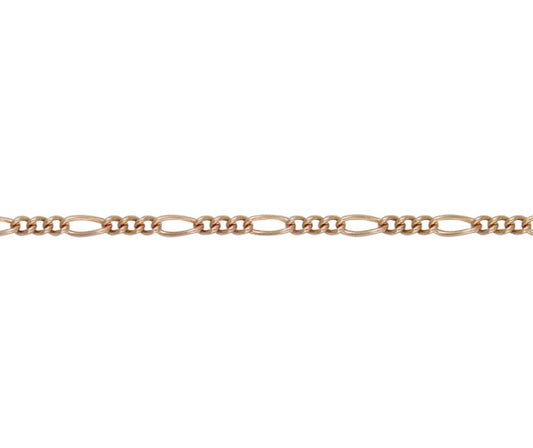 9ct Solid Rose Gold 2.2mm Figaro Style Chain Various Lengths (R24FIG)