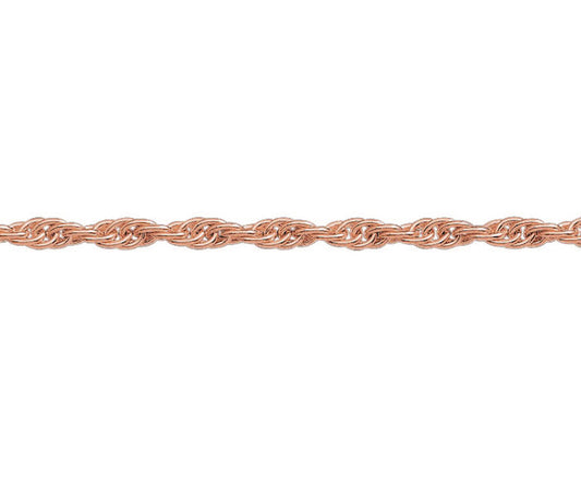 9ct Rose Gold 3.4mm Prince of Wales Rope Chain Various Lengths (R24R)