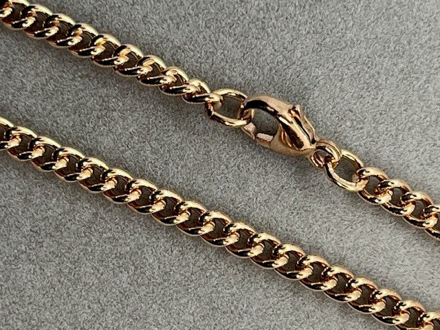 9ct Rose Gold 2.9mm Solid Gold Curb Rounded Chain Bracelet (R32C)