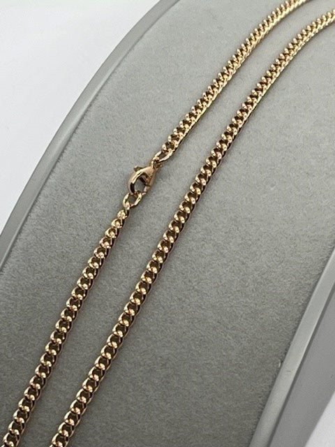 9ct Rose Gold 2.9mm Solid Gold Curb Rounded Chain Bracelet (R32C)
