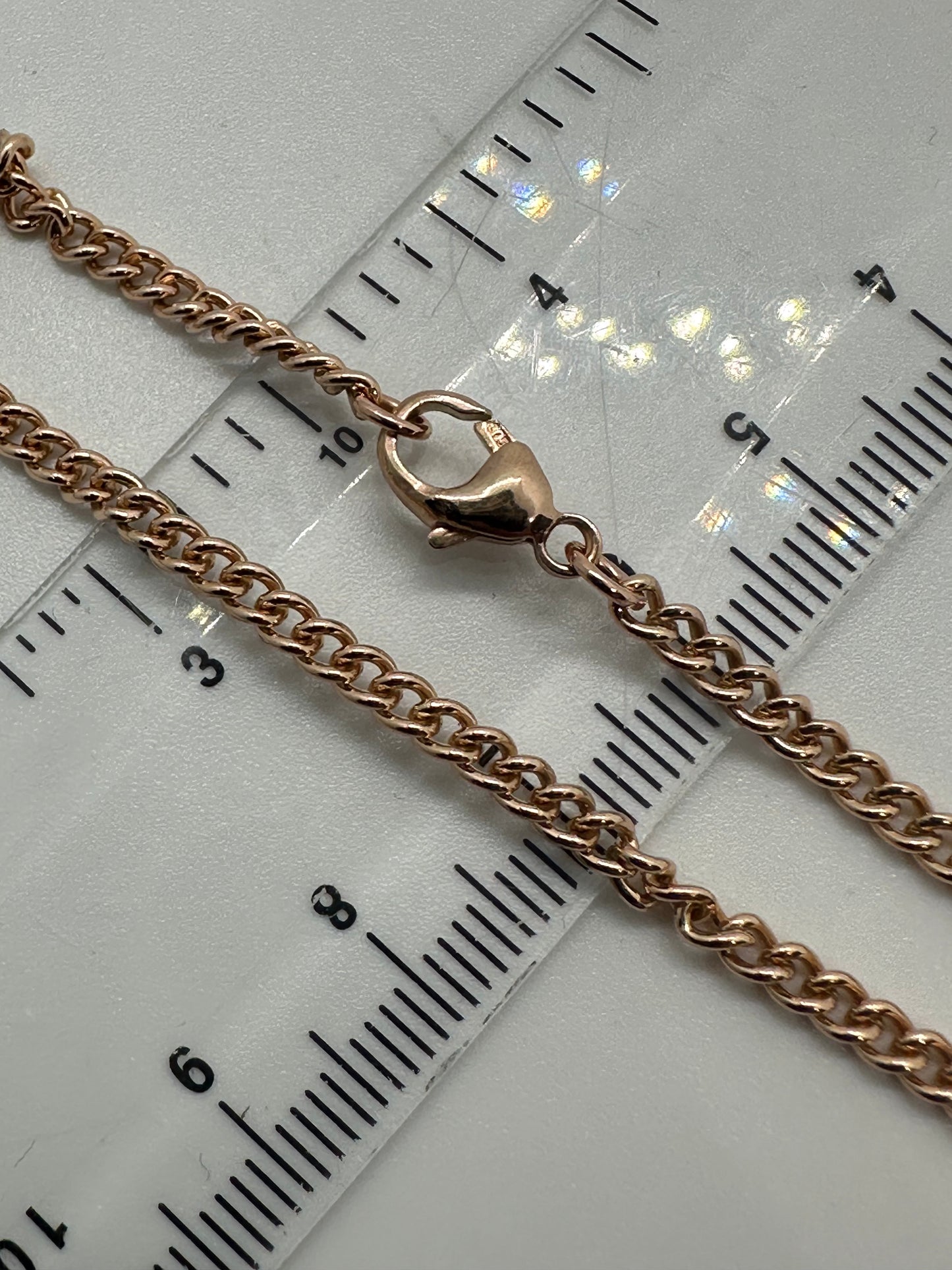 9ct Rose Gold 2.9mm Solid Gold Curb Rounded Chain Bracelet (R32C)