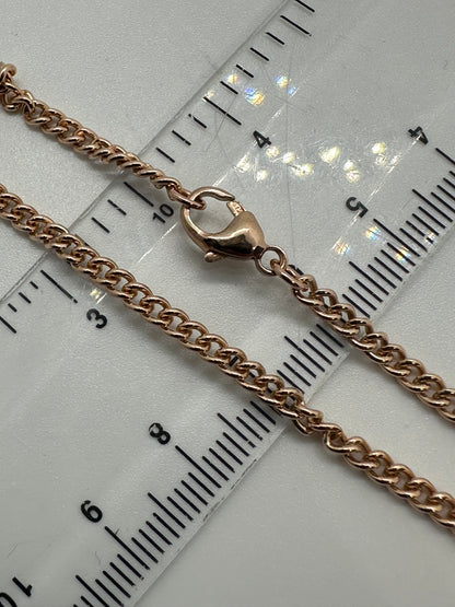 9ct Rose Gold 2.9mm Solid Gold Curb Rounded Chain Bracelet (R32C)