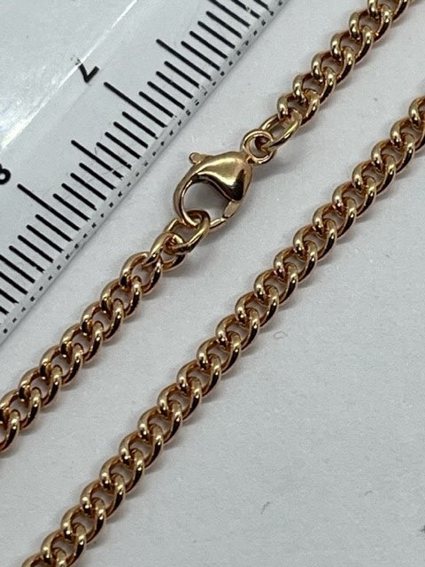 9ct Rose Gold 2.9mm Solid Gold Curb Rounded Chain Bracelet (R32C)