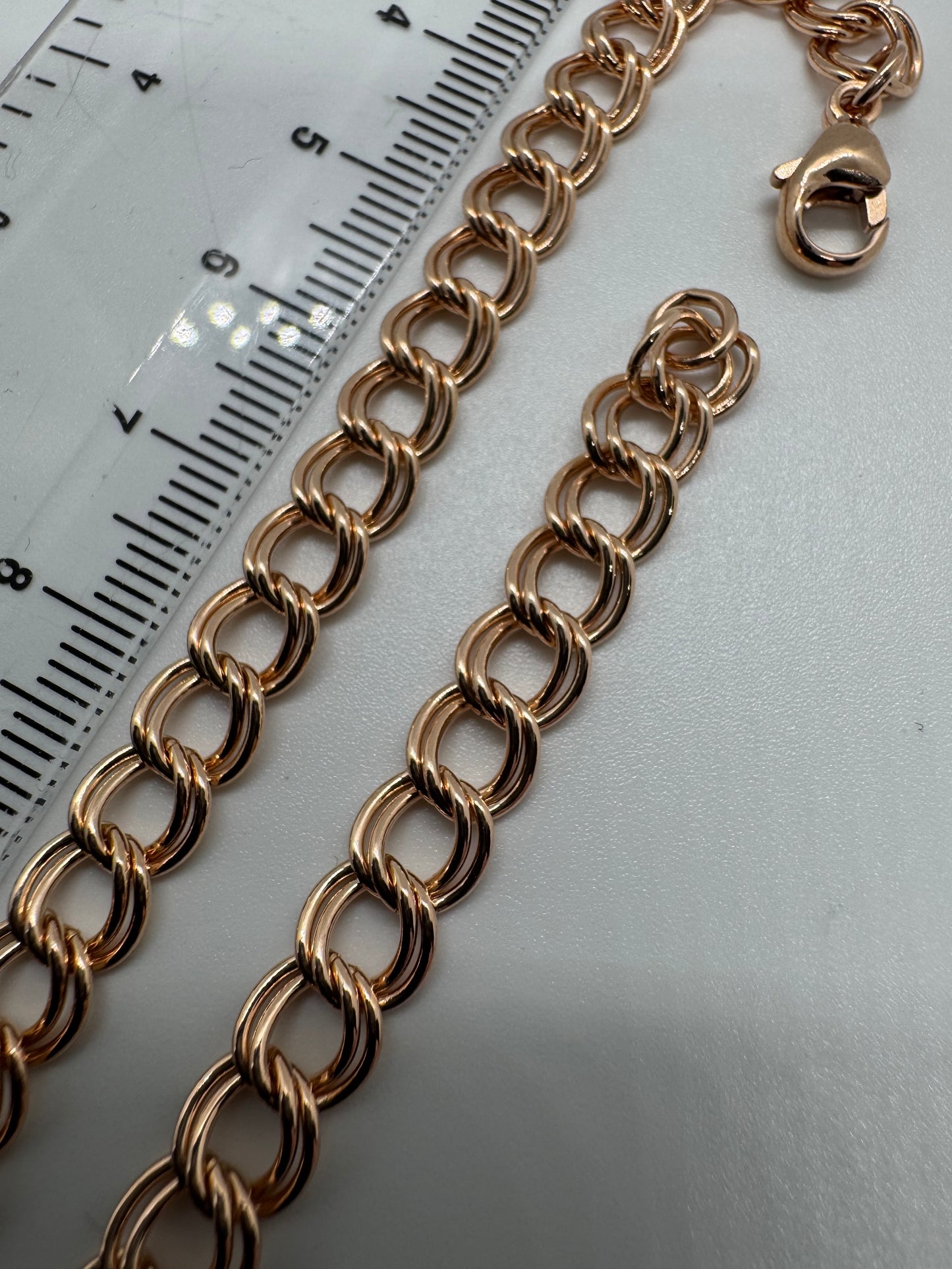 9ct Rose Solid Gold 6mm Double Curb Link Bracelet 7.5 Inch / 19cm (R33Z)