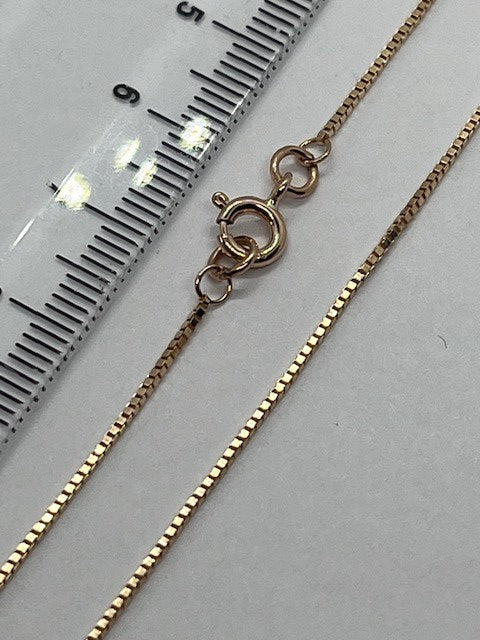 9ct Rose Red Gold 1mm Box Venetian Link Chain Various Lengths (R53V)