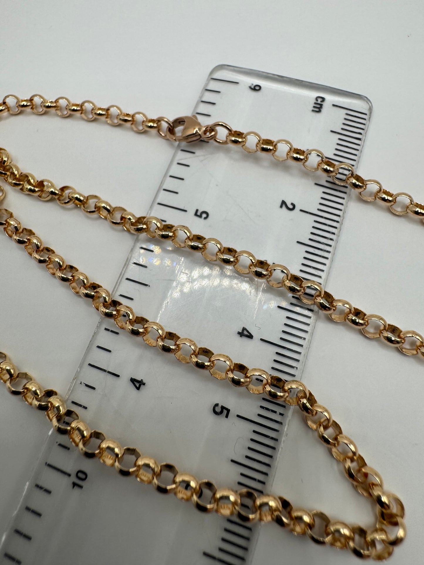 9ct Rose Gold 3.44mm Round Belcher Link Chains Various Lengths (RB1)
