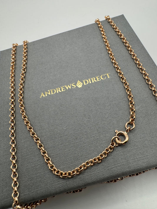 9ct Rose Gold 2.75mm Round Belcher Link Chains Various Lengths (RBB)