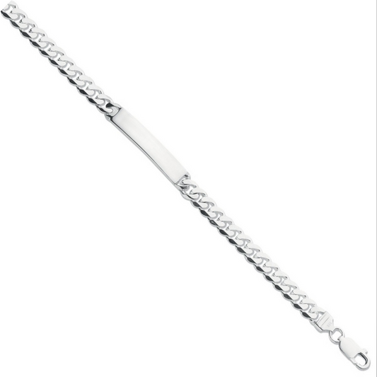 Sterling Silver Chunky Curb Chain Identity Plate 8.5 Inch Bracelet (0001)