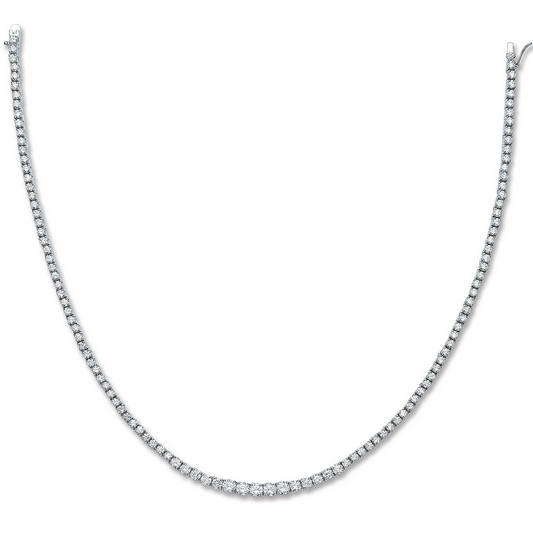 Sterling Silver 3.3-5mm Graduated Cubic Zirconia Tennis Necklace 17 Inch (0228)