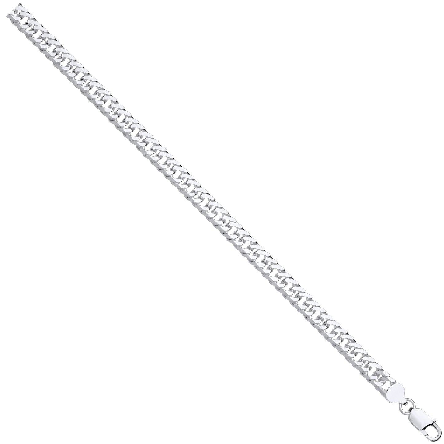 Sterling Silver 8mm Double Fancy Curb Link Chain Various Lengths (0414)
