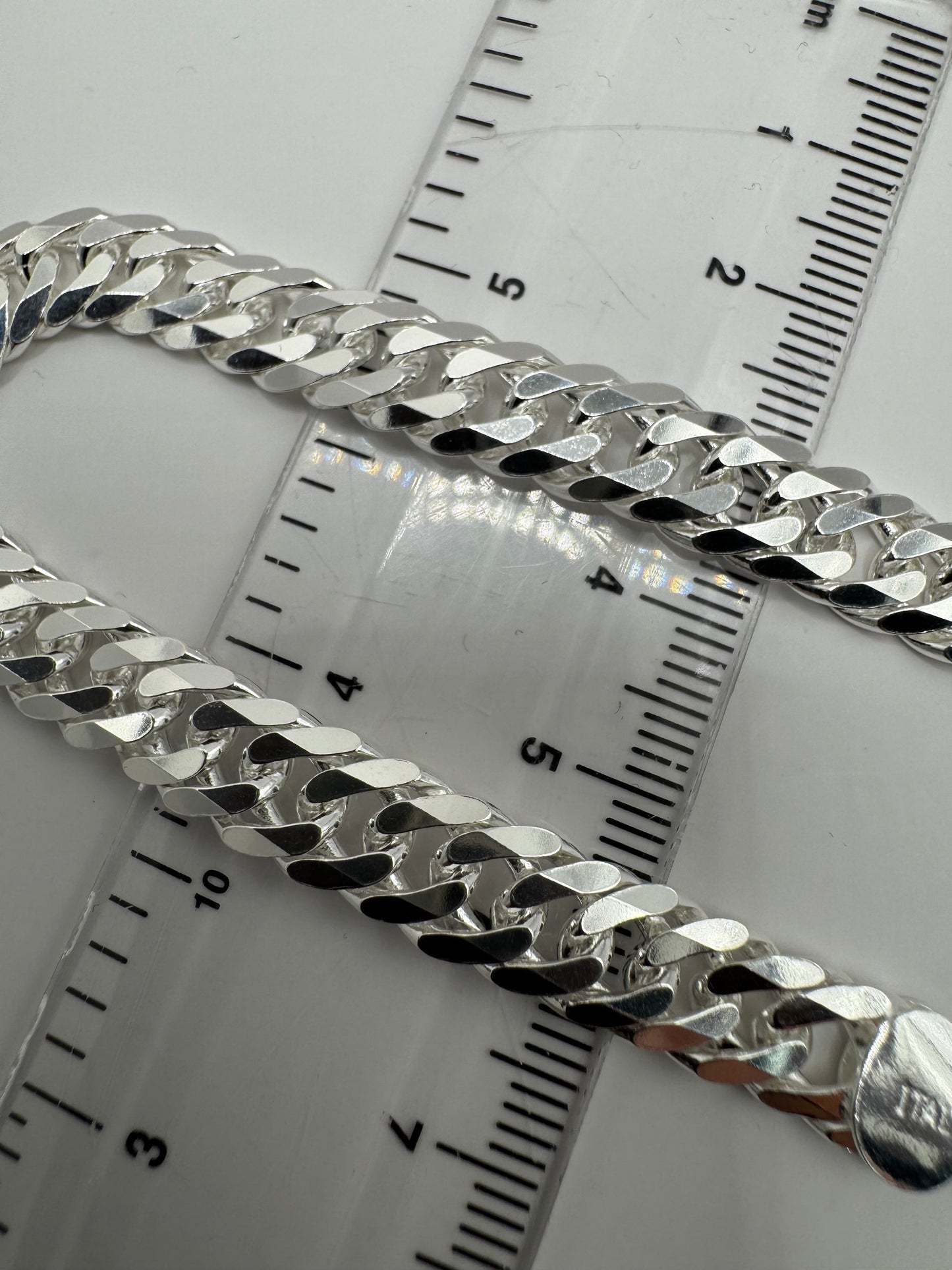 Sterling Silver 8mm Double Fancy Curb Link Chain Various Lengths (0414)