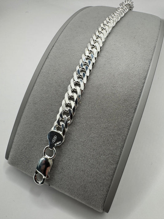 Sterling Silver 8mm Double Fancy Curb Link Chain Various Lengths (0414)