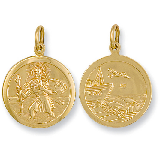 9ct Yellow Gold 34x25mm St Christopher Double Side Pendant (0028)