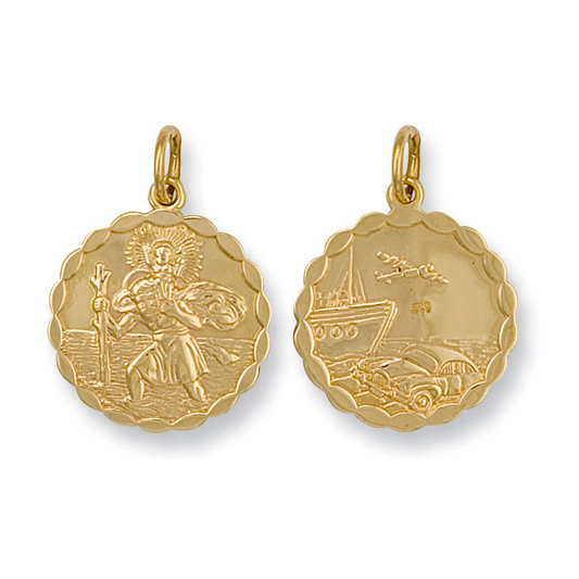 9ct Yellow Gold 27x20mm St Christopher Double Side Pendant (0031)