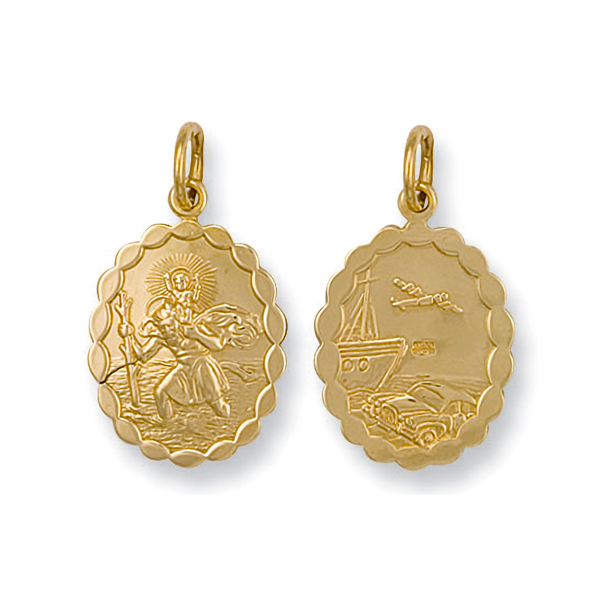 9ct Yellow Gold 28x15mm St Christopher Double Side Pendant (0033)
