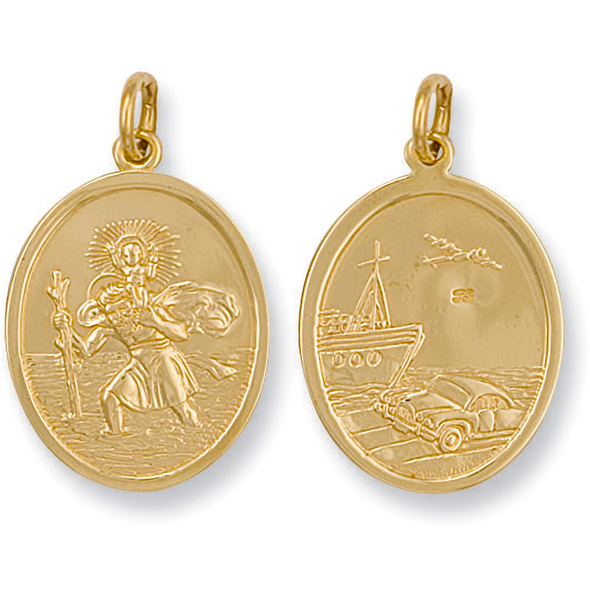 9ct Yellow Gold 33.5x20.5mm St Christopher Double Side Pendant (0037)