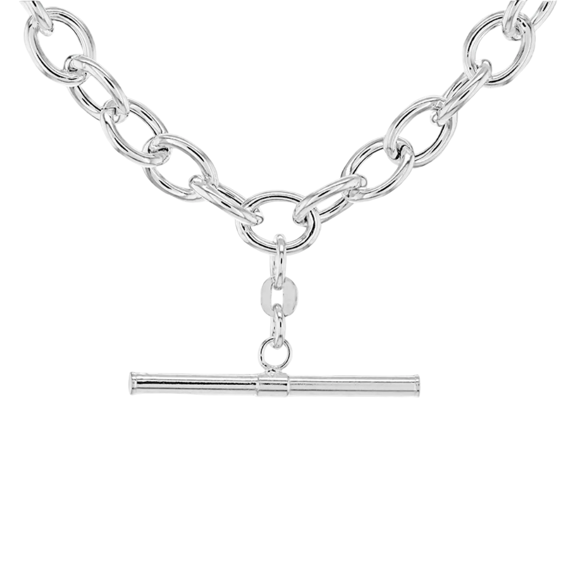 Silver chain necklace with a bar clasp