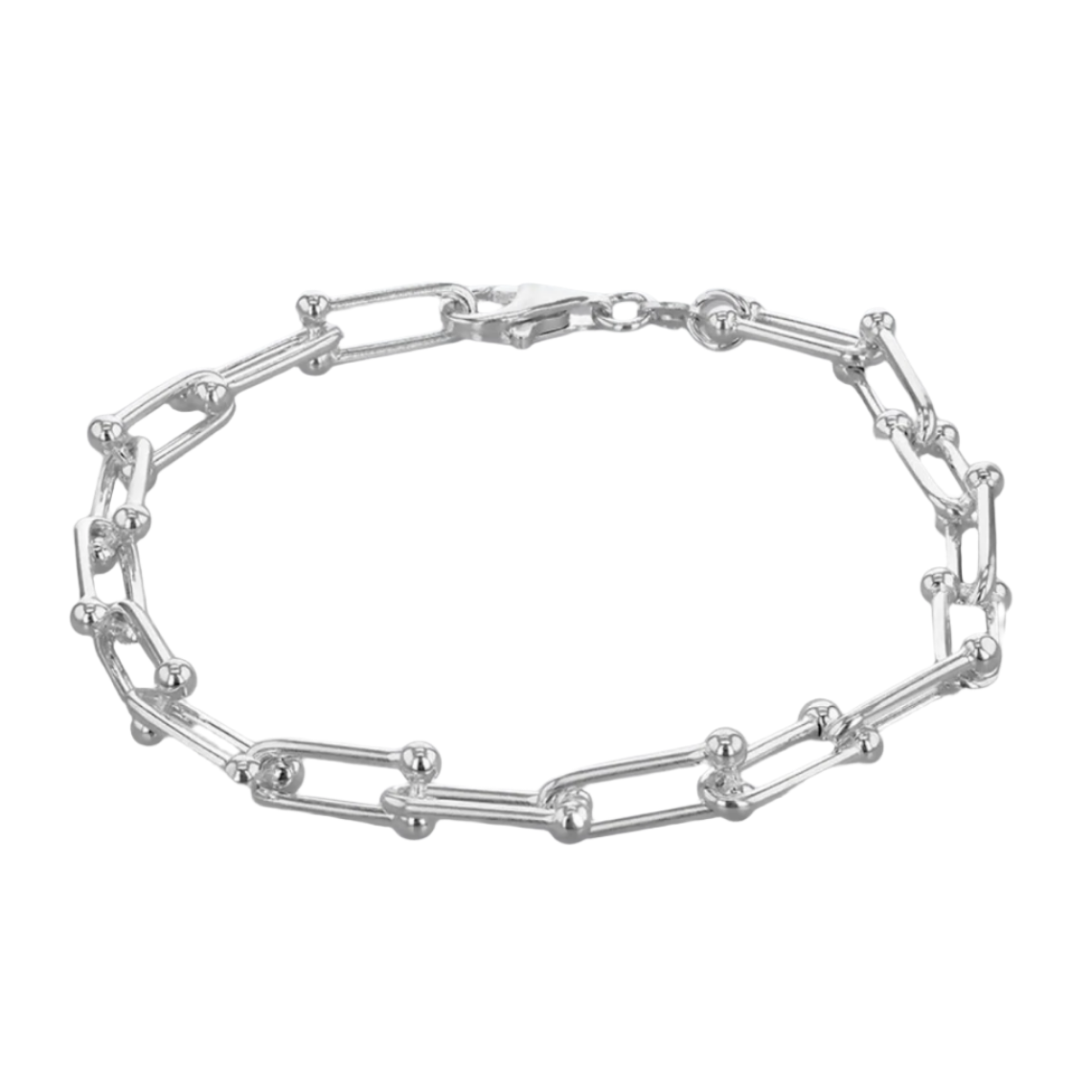 Sterling Silver Industrial Oval Link Bracelet Chain