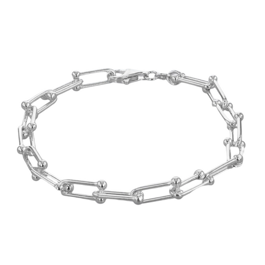 Sterling Silver Industrial Oval Link Bracelet Chain