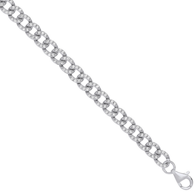 Mens Silver BLING Zirconia Bracelet