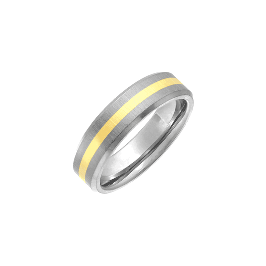 Titanium and 9ct Yellow Gold Inlay with Matt Effect 6mm Band Ring
