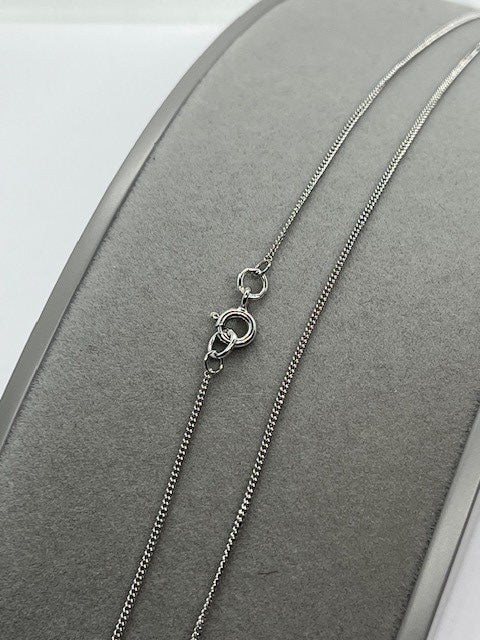 9ct White Gold 1.1mm Curb Chain Various Lengths (w12c)