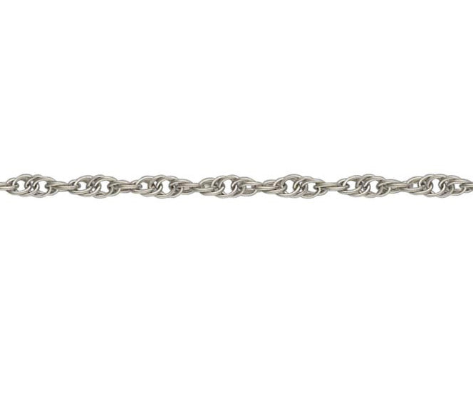 9ct White Gold 2.85mm Prince of Wales Solid Rope Chain Various Lengths (W18R)