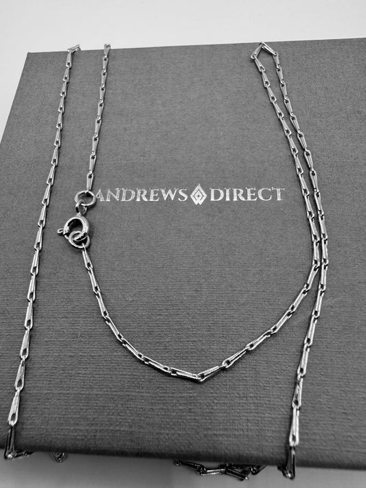 9ct White Gold Solid Hayseed 1.44mm Necklace Chain Various Lengths (WHS2)