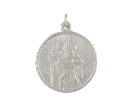 9ct White Gold 12.35mm Round St Christopher Pendant (XWCHR1)