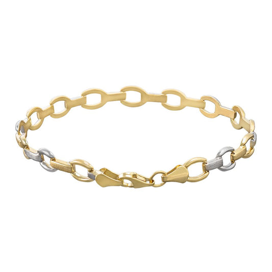 9ct Yellow and White Gold Fancy Link Bracelet 7.5 Inch / 19cm (0643)