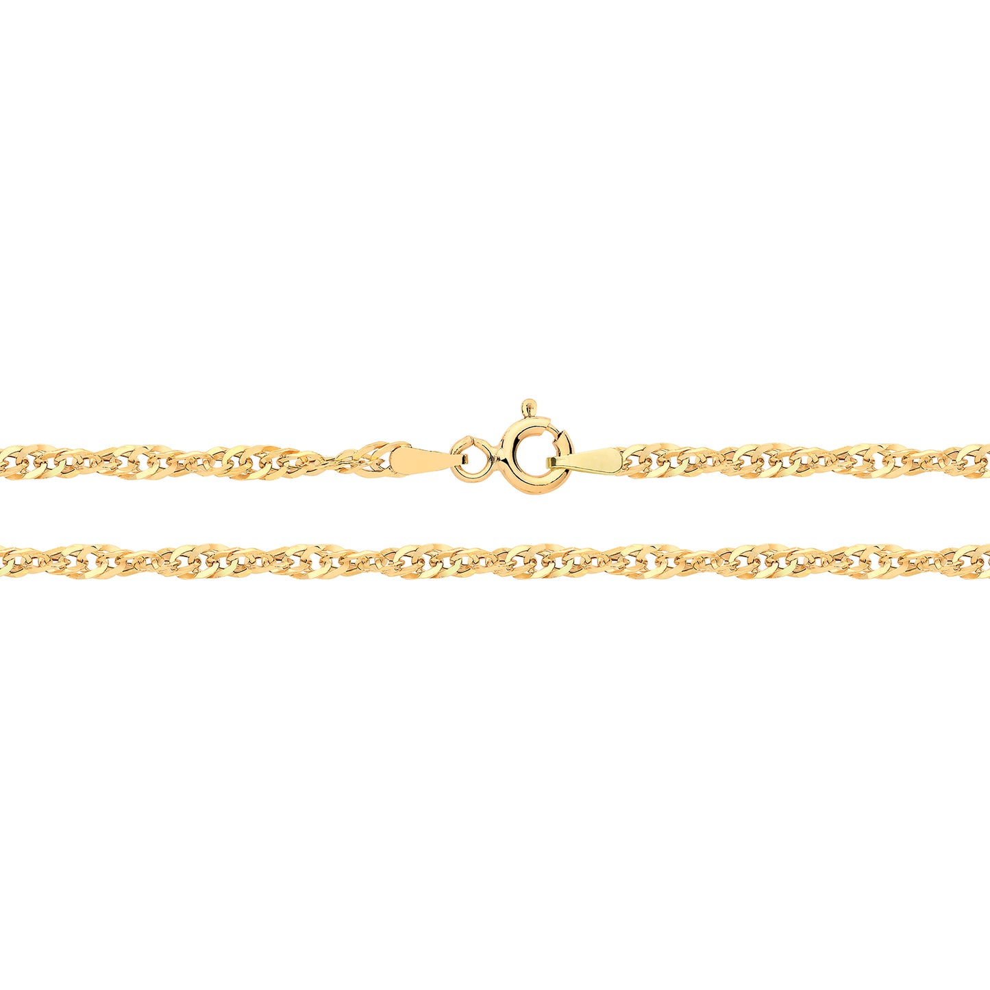 9ct Yellow Gold 2.3mm Singapore Hollow Link Chain Various Lengths (0555)