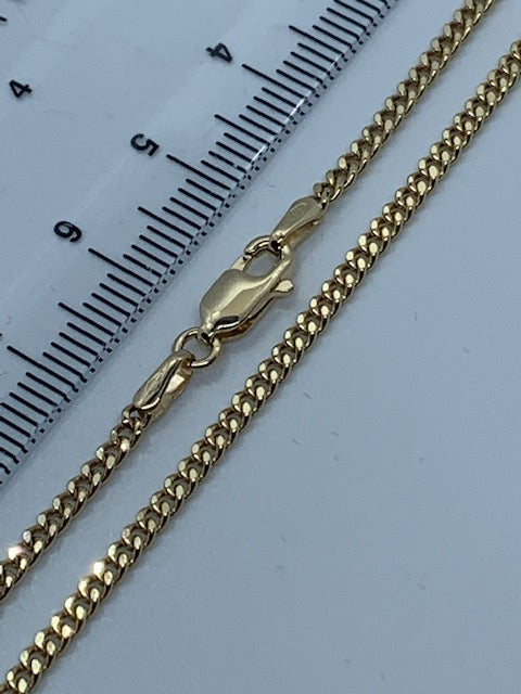 9ct Yellow Gold 2.3mm Semi Solid Curb Chain, Various Lengths (279)