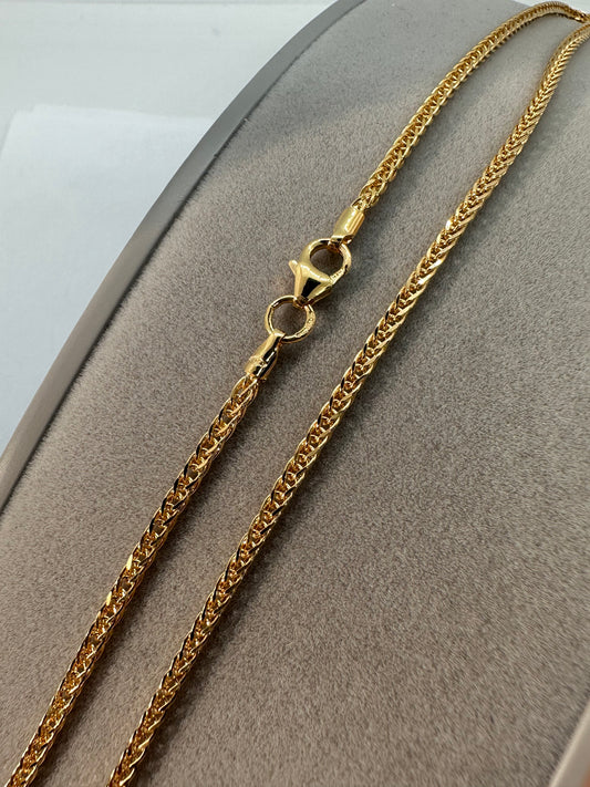 9ct Yellow Gold 2mm Spiga Solid Link Chain Neck Chain (488)