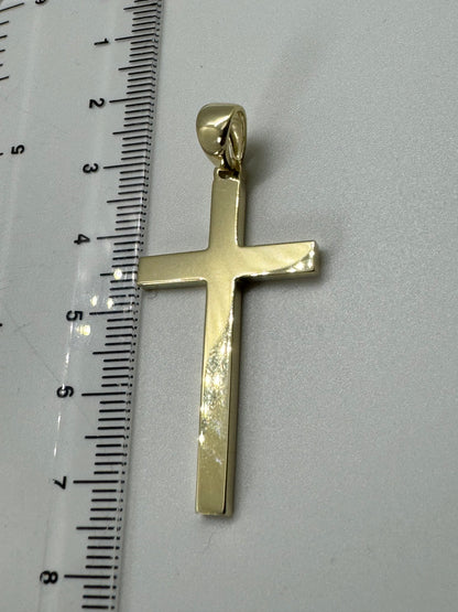 9ct Yellow Gold 49x23mm Solid Plain Polished Cross Pendant (0214)