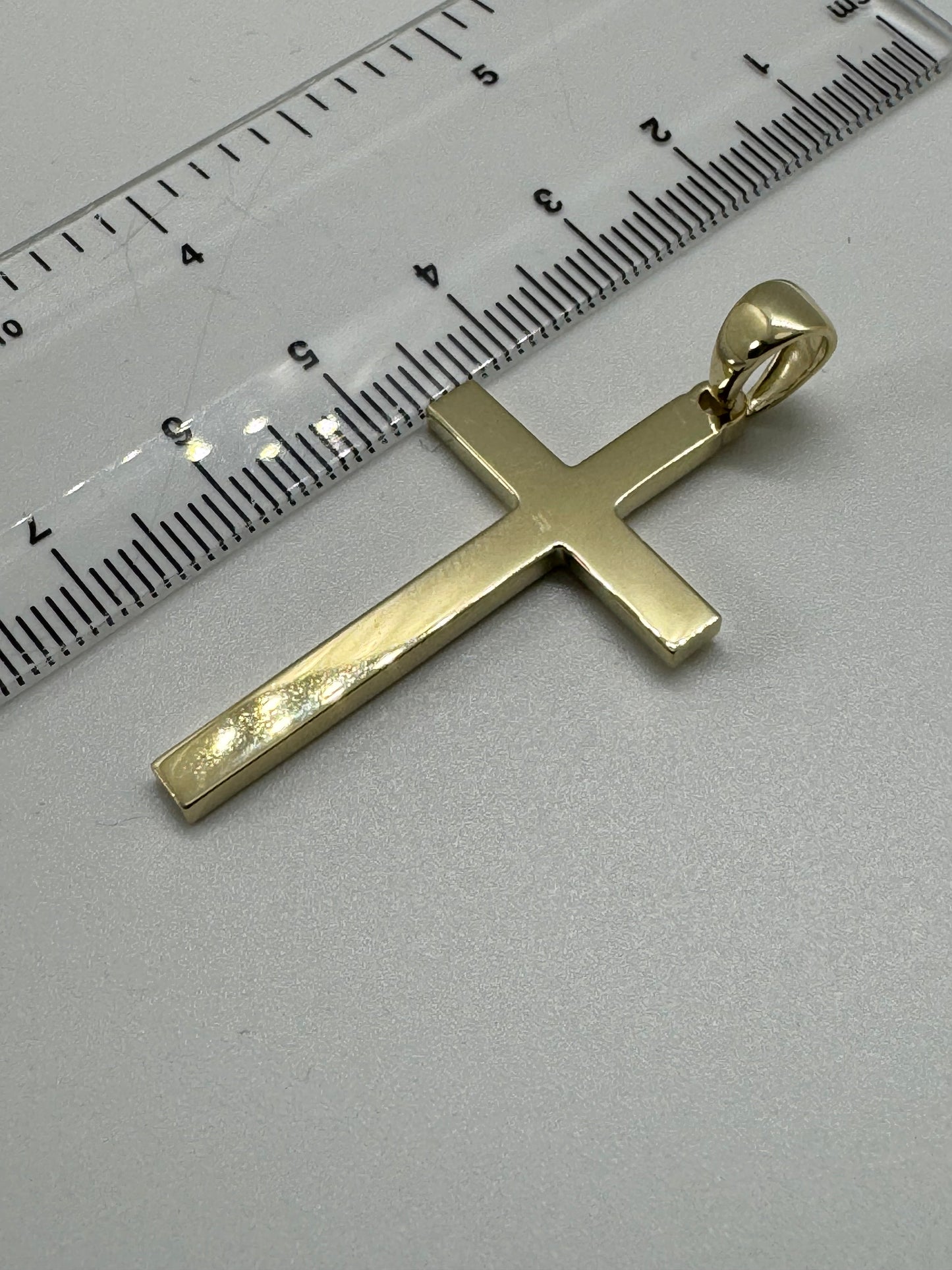 9ct Yellow Gold 49x23mm Solid Plain Polished Cross Pendant (0214)