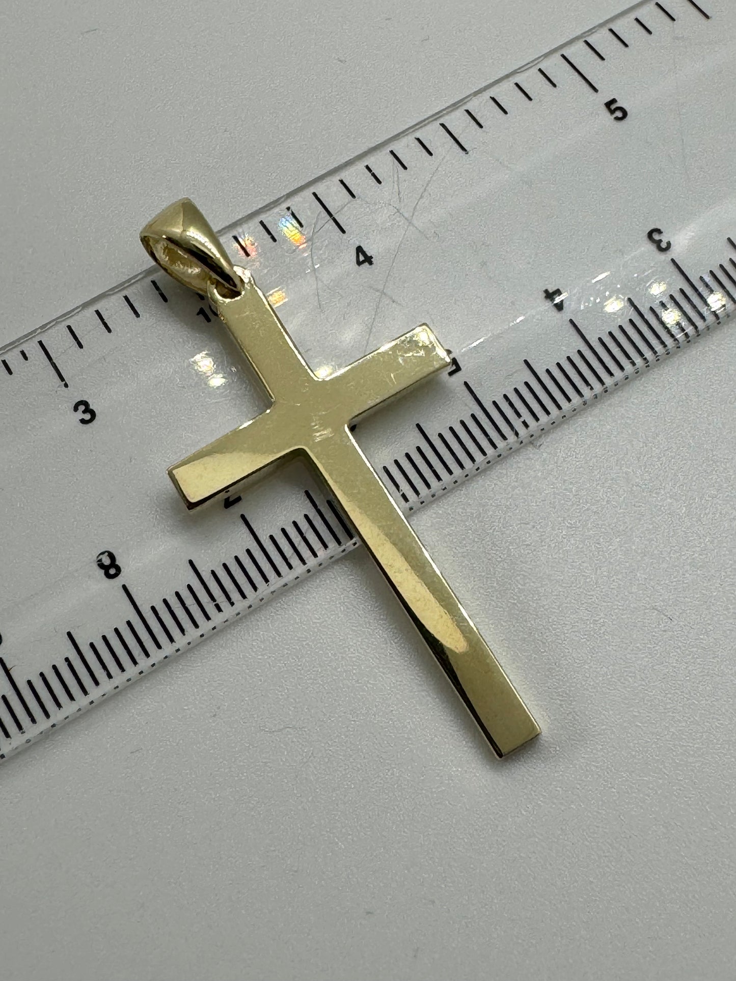 9ct Yellow Gold 49x23mm Solid Plain Polished Cross Pendant (0214)