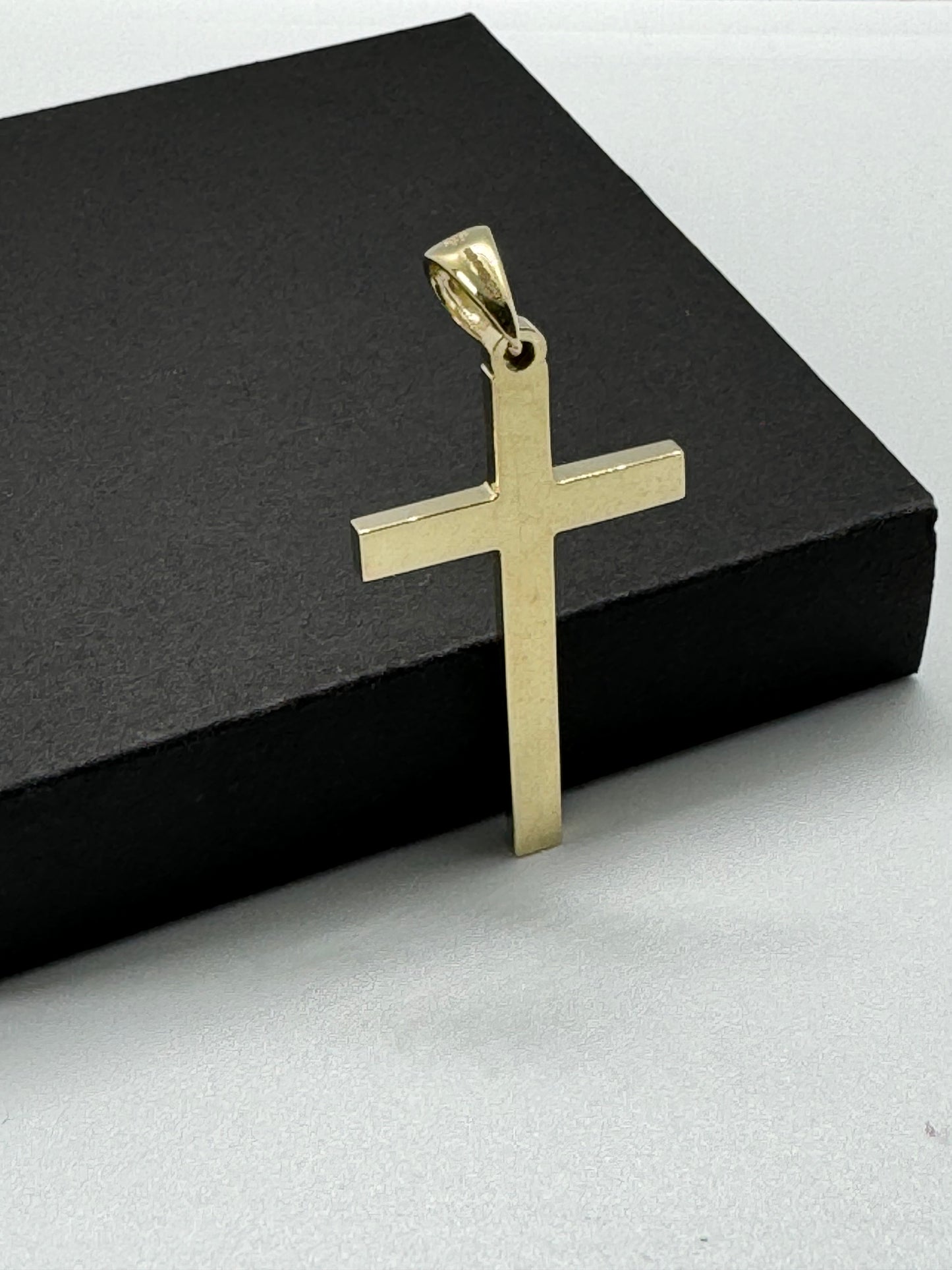 9ct Yellow Gold 49x23mm Solid Plain Polished Cross Pendant (0214)