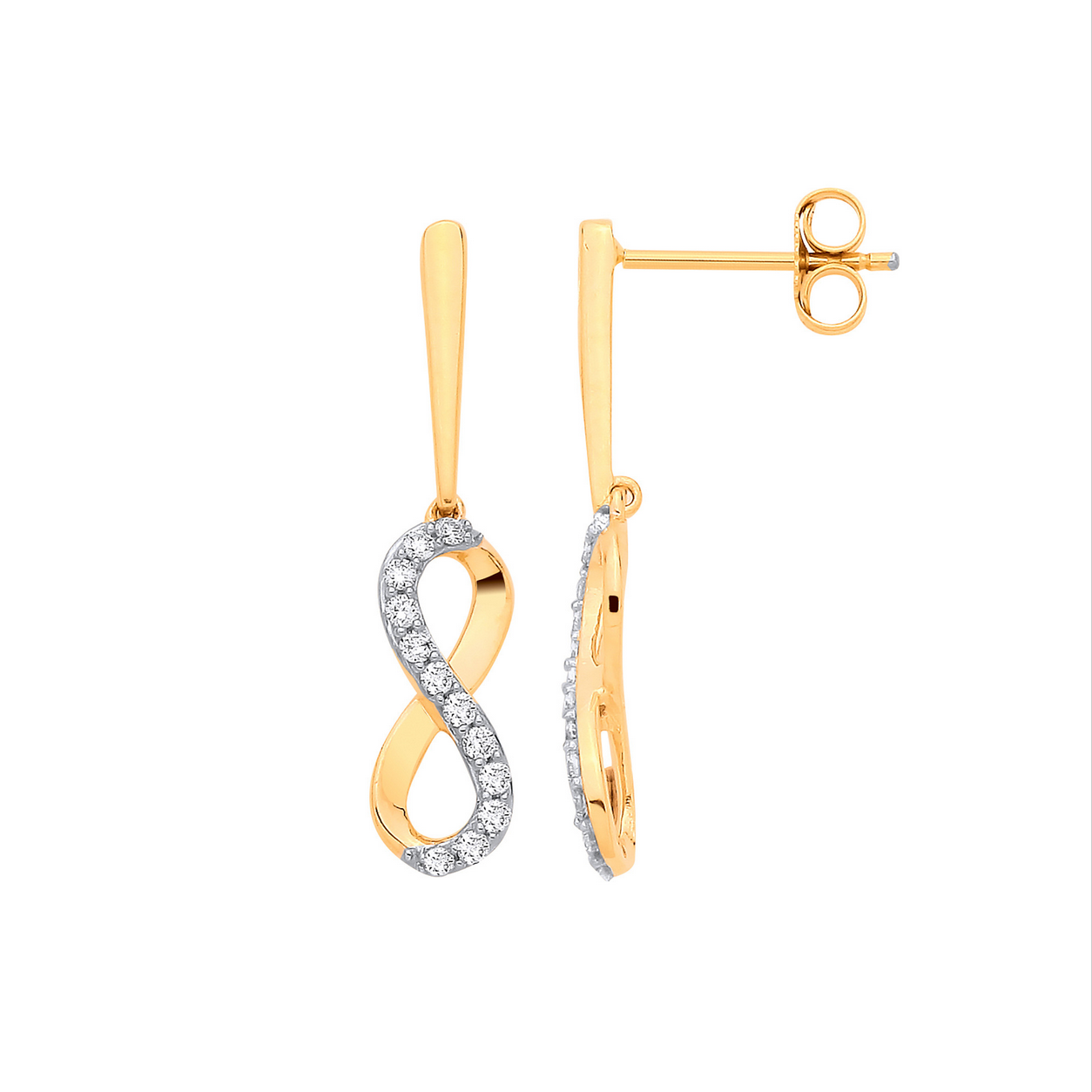 9ct Yellow Gold 0.25ctw Infinity Drop Earrings (0335)
