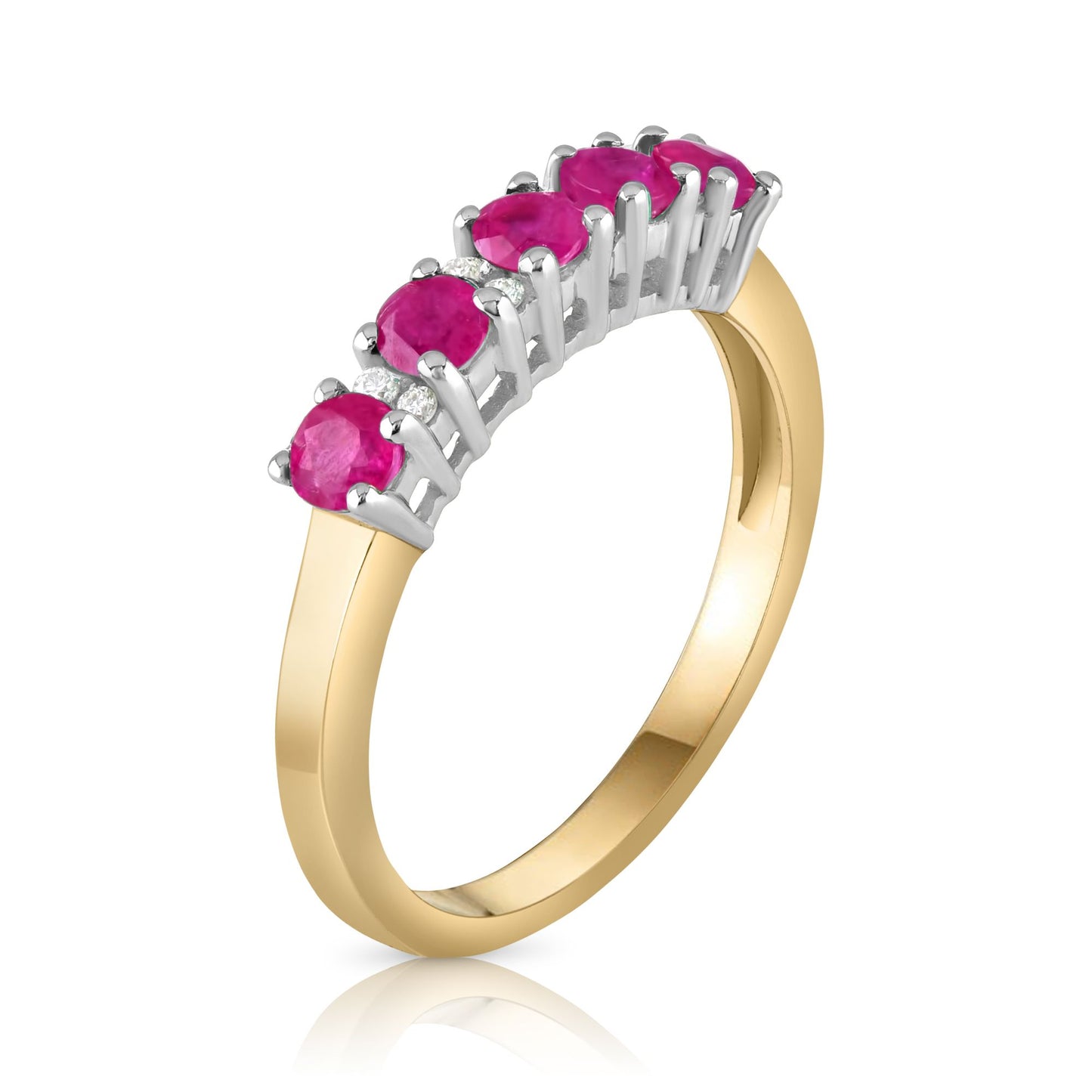 9ct Yellow Gold Eternity Ring with Rubies and Diamonds, Sizes J to Q (0033)