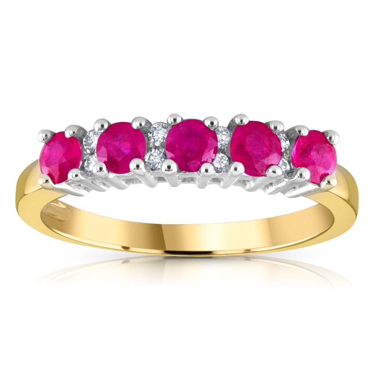 9ct Yellow Gold Eternity Ring with Rubies and Diamonds, Sizes J to Q (0033)