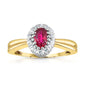 9ct Yellow Gold Cluster Ruby and Diamond Ring, Sizes J to Q (0044)