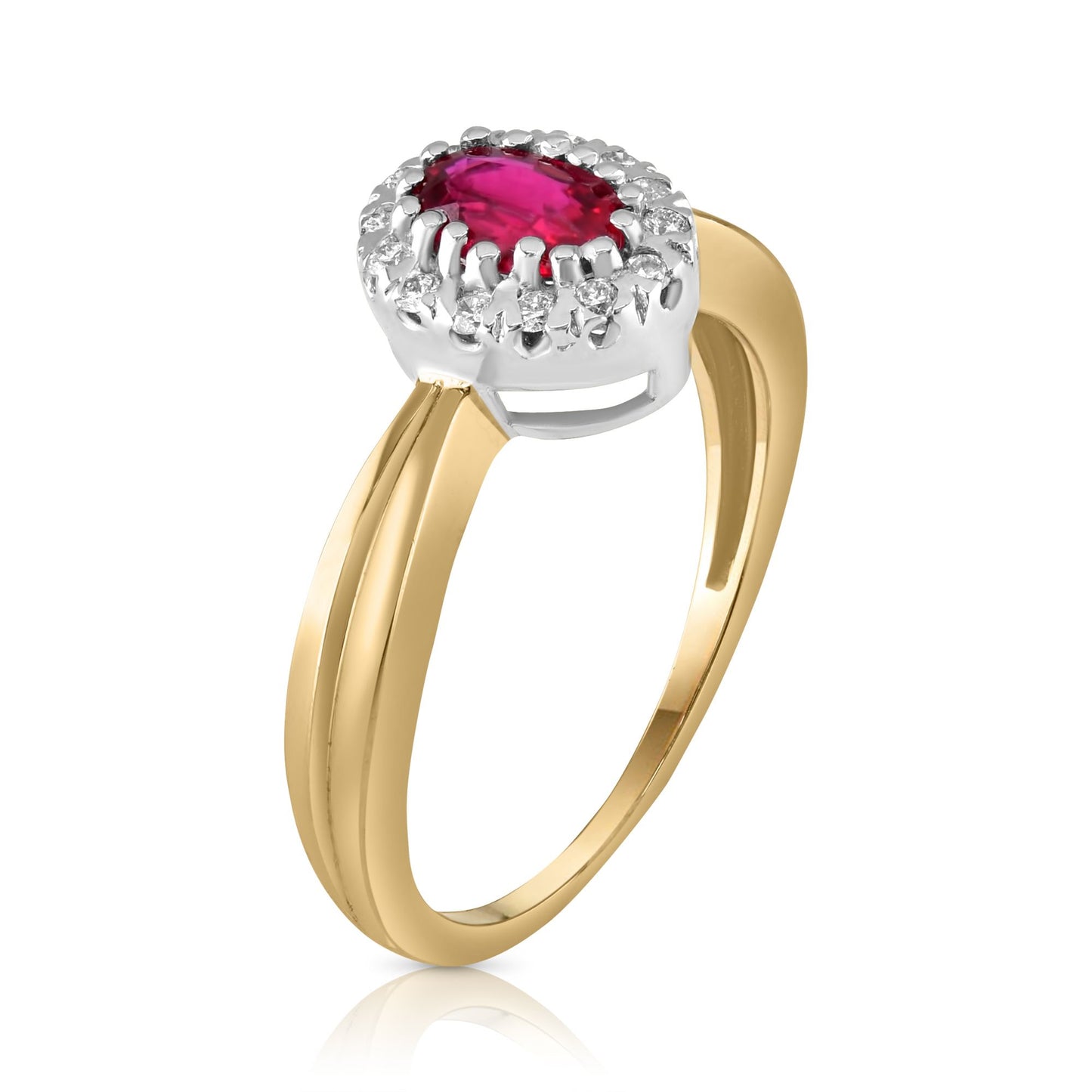 9ct Yellow Gold Cluster Ruby and Diamond Ring, Sizes J to Q (0044)